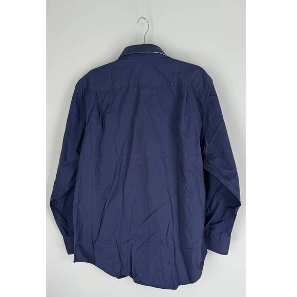 Peter Christian Navy Blue Soft Organic Cotton Twill Button Up Shirt Mens XL New - Picture 7 of 7